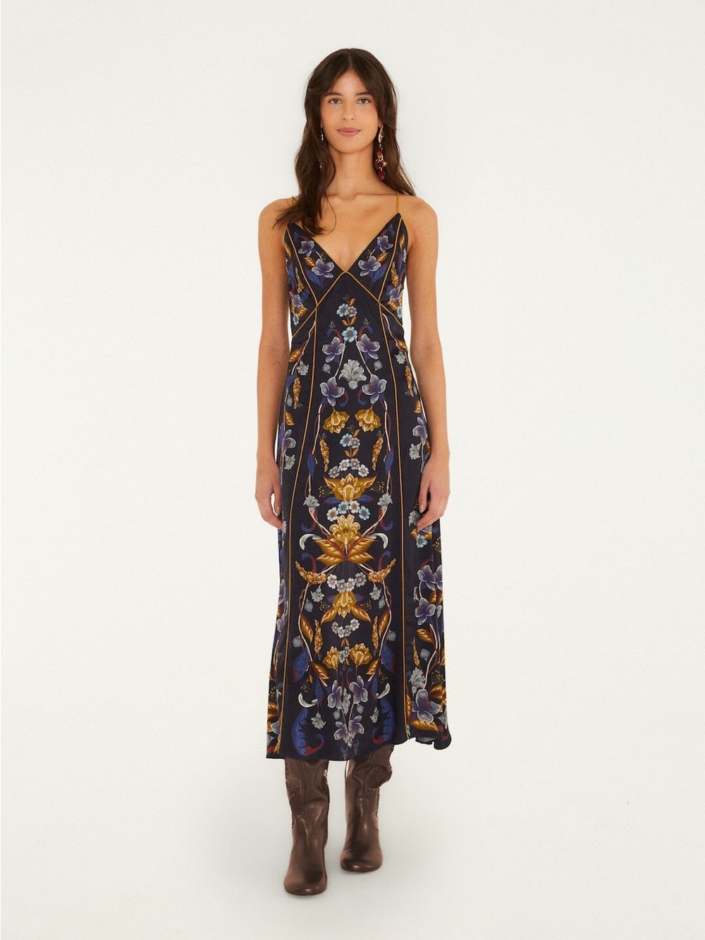 New Farm Rio Navy Floral Maxi Slip Dress with Gold Accents-Never worn! - Picture 2 of 10